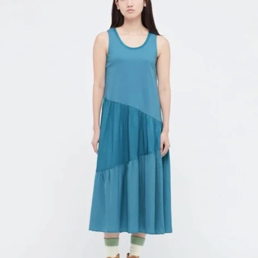 NWT J.W. Anderson Uniqlo Color-block Zig-zag Tiered Dress - Picture 3 of 9